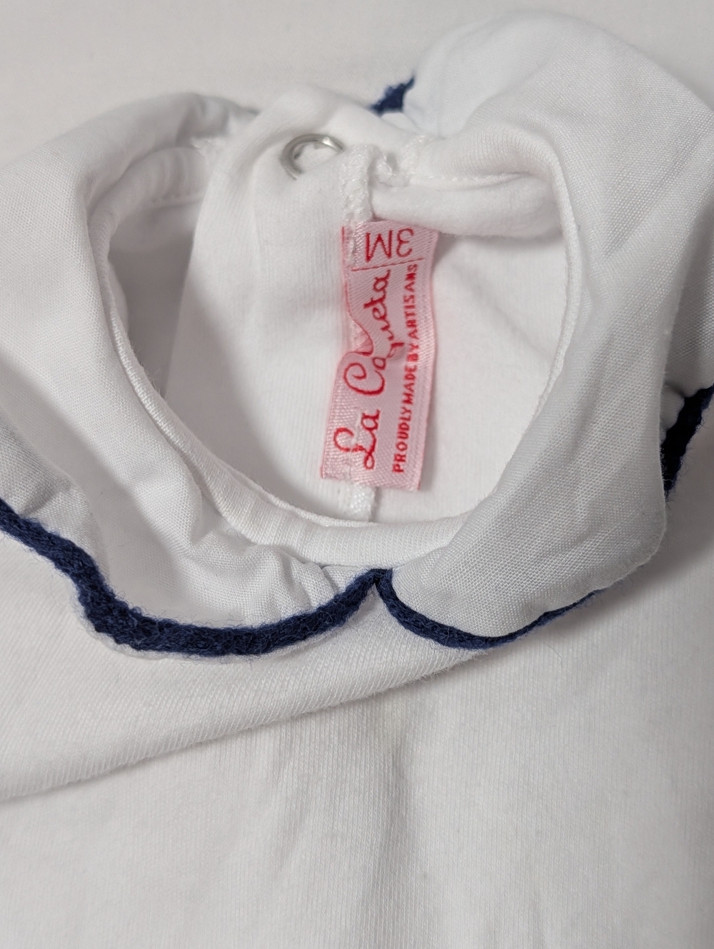 La Coqueta Peter Pan Collar Bodysuit | Navy Trim Classic Baby - Picture 3 of 5